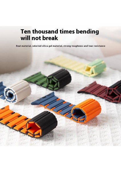 Apple Watch Series 10 42MM/9 8 7 41MM/SE (2023) Se (2022) Se 6 5 4 40MM/3 2 1 38MM Çift Renkli Manyetik Silikon Saat Kayışı - Starlight + Nane Yeşili (Yurt Dışından) fırsatları