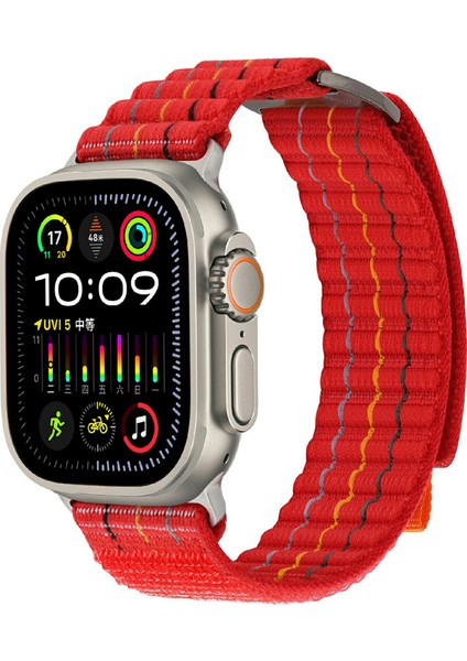 Apple Watch Series 10 46MM/ULTRA 2/ultra 49MM/9 8 7 45MM/SE (2023) Se (2022) Se Naylon Döngülü Saat Kayışı-Kırmızı (Yurt Dışından) modelleri