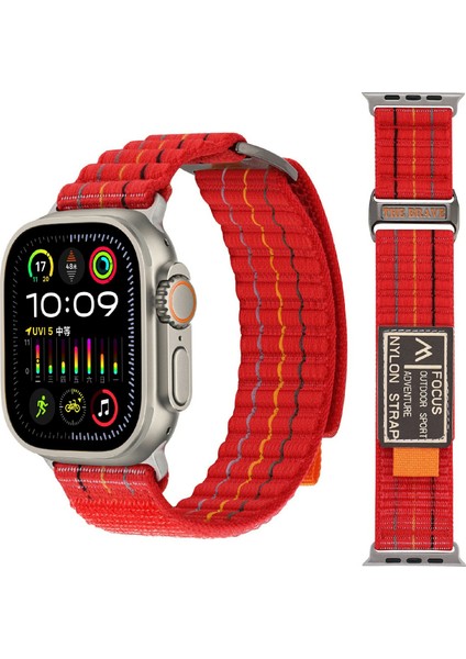 Apple Watch Series 10 46MM/ULTRA 2/ultra 49MM/9 8 7 45MM/SE (2023) Se (2022) Se Naylon Döngülü Saat Kayışı-Kırmızı (Yurt Dışından) fırsatları