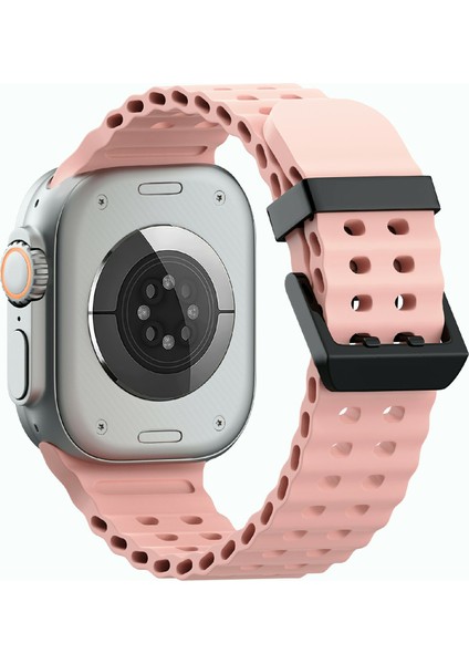 Apple Watch Series 10 46MM/ULTRA 2 Ultra 49MM/SERIES 9 8 7 45MM/SE (2023) Se (2022) Se 6 5 4 44MM/3 2 1 42MM Için Silikon Kayış - Pembe (Yurt Dışından)