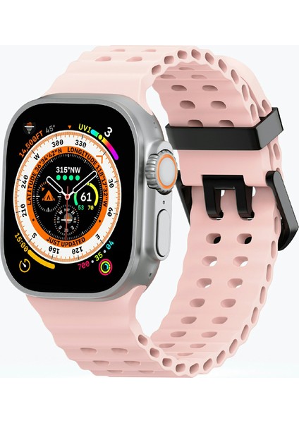 Apple Watch Series 10 46MM/ULTRA 2 Ultra 49MM/SERIES 9 8 7 45MM/SE (2023) Se (2022) Se 6 5 4 44MM/3 2 1 42MM Için Silikon Kayış - Pembe (Yurt Dışından) fırsatları
