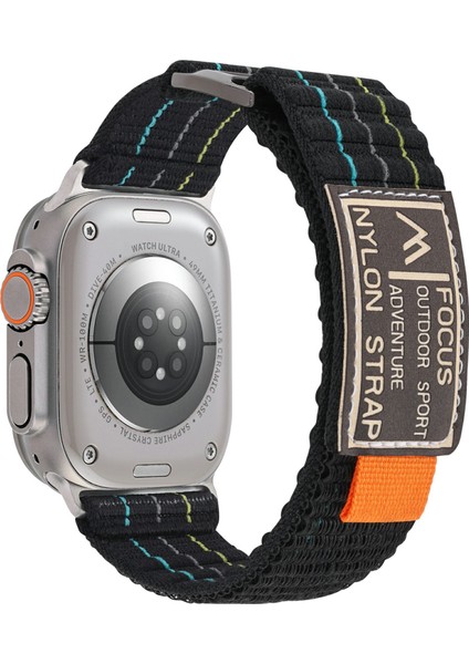 Apple Watch Series 10 46MM/ULTRA 2 Ultra 49MM/9 8 7 45MM/SE (2023) Se (2022) Se 6 5 4 44MM/3 2 1 42MM Için Kalebol Naylon Spor Kordon - Siyah (Yurt Dışından)