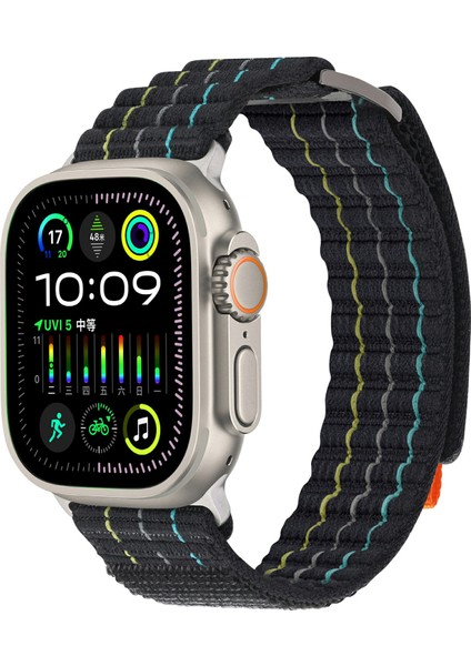 Apple Watch Series 10 46MM/ULTRA 2 Ultra 49MM/9 8 7 45MM/SE (2023) Se (2022) Se 6 5 4 44MM/3 2 1 42MM Için Kalebol Naylon Spor Kordon - Siyah (Yurt Dışından) modelleri