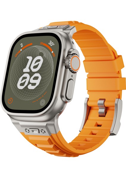 Apple Watch 10 46MM/ULTRA 2/ultra 49MM/9 8 7 45MM/SE (2023) Se (2022) Se 6 5 4 44MM/3 2 1 42MM Ayarlanabilir Kayış Silikon Bant-Titanyum+Turuncu (Yurt Dışından) fırsatları