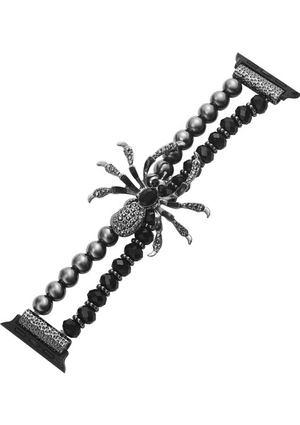 Apple Watch Series 10 42MM/9 8 7 41MM/SE (2023) Se (2022) Se 6 5 4 40MM/3 2 1 38MM Örümcek Boncuklu Kayış Bileklik-Siyah (Yurt Dışından)