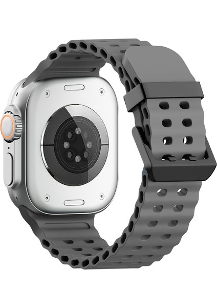 Apple Watch Series 10 46MM/ULTRA 2 Ultra 49MM/SERIES 9 8 7 45MM/SE (2023) Se (2022) Se 6 5 4 44MM/3 2 1 42MM Için Silikon Kayış - Koyu Gri (Yurt Dışından)