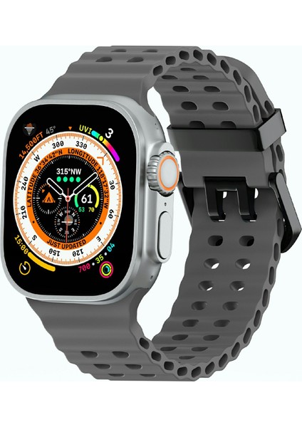 Apple Watch Series 10 46MM/ULTRA 2 Ultra 49MM/SERIES 9 8 7 45MM/SE (2023) Se (2022) Se 6 5 4 44MM/3 2 1 42MM Için Silikon Kayış - Koyu Gri (Yurt Dışından) fırsatları
