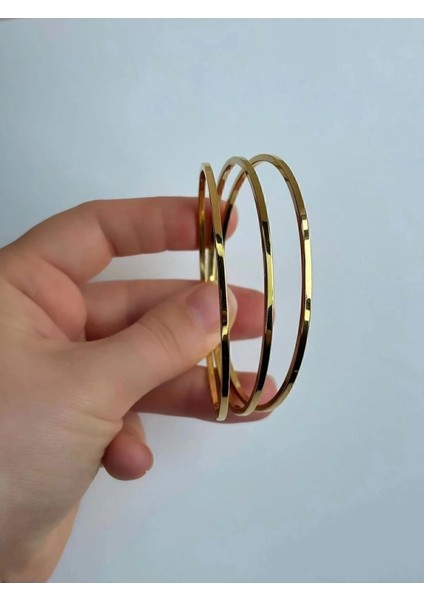 Kadın Bilezik 3'lü Ajda Modeli Çelik Gold fiyatları