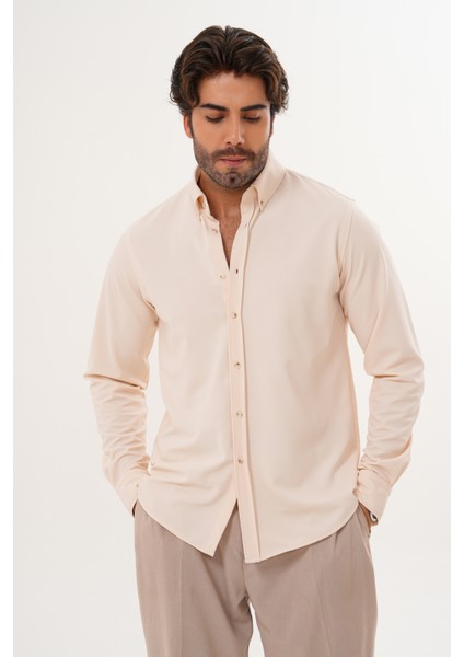 Gömlek Örme Petek Kumaş Mevsimlik Likralı Regular Erkek Gömlek