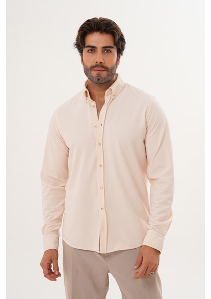 Gömlek Örme Petek Kumaş Mevsimlik Likralı Regular Erkek Gömlek