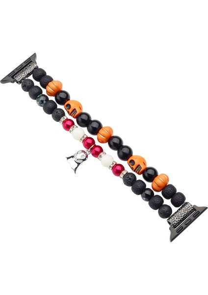 Apple Watch Series 10 42MM/9 8 7 41MM/SE (2023) Se (2022) Se 6 5 4 40MM/3 2 1 38MM Için Cadılar Bayramı Hayalet Kolye Ucuyla Parlayan Kayış - Gri Hayalet (Yurt Dışından)