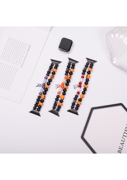 Apple Watch Series 10 42MM/9 8 7 41MM/SE (2023) Se (2022) Se 6 5 4 40MM/3 2 1 38MM Için Cadılar Bayramı Hayalet Kolye Ucuyla Parlayan Kayış - Gri Hayalet (Yurt Dışından) fiyatları