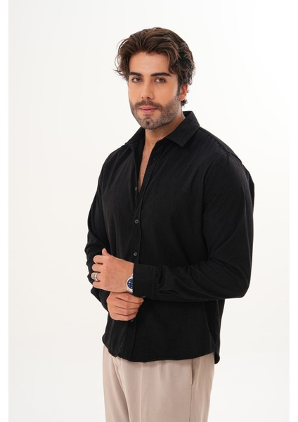 Gömlek Erkek Pamuklu Kadife Kumaş Likralı Mevsimlik Regular Gömlek