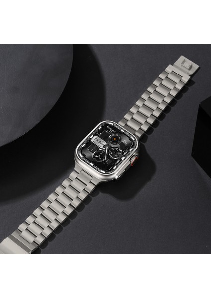 Apple Watch Series 10 46MM/ULTRA 2/ultra 49MM/9 8 7 45MM/SE (2023) Se (2022) Se 6 5 4 44MM/3 2 1 42MM Paslanmaz Çelik Bant-Titanyum (Yurt Dışından) modelleri