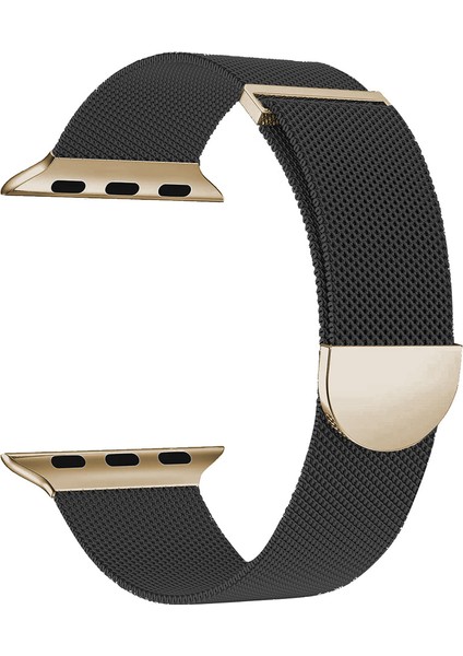 Kalebol Apple Watch 10 46MM/ULTRA 2/ultra 49MM/9 8 7 45MM/SE (2023) Se (2022) Se 6 5 4 44MM/3 2 1 42MM Milano Metal Saat Kayışı - Siyah/altın (Yurt Dışından)