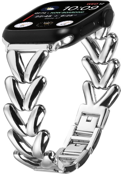 Apple Watch Series 10 42MM/9 8 7 41MM/SE (2023) Se (2022) Se 6 5 4 40MM/3 2 1 38MM Bükülmüş Metal Çinko Alaşımlı Saat Kayışı - Gümüş (Yurt Dışından) fiyatları