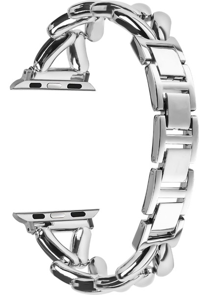 Apple Watch Series 10 42MM/9 8 7 41MM/SE (2023) Se (2022) Se 6 5 4 40MM/3 2 1 38MM Bükülmüş Metal Çinko Alaşımlı Saat Kayışı - Gümüş (Yurt Dışından) modelleri