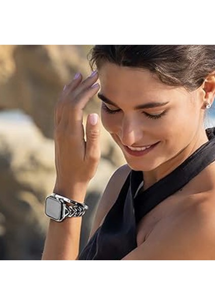 Kalebol Apple Watch Series 10 42MM/9 8 7 41MM/SE (2023) Se (2022) Se 6 5 4 40MM/3 2 1 38MM Saat Bandı Çinko Alaşımlı Kayış V Şeklinde-Gümüş (Yurt Dışından) fırsatları