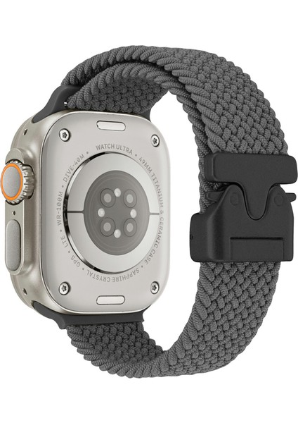 Apple Watch Series 10 Ultra 9, 8, 7, Se, 6, 5, 4, 3, 2, 1, 46 Mm, 49 Mm, 45 Mm, 44 Mm, 42 mm Paraşüt Tokalı Naylon Saat Kayışı - Gri (Yurt Dışından)