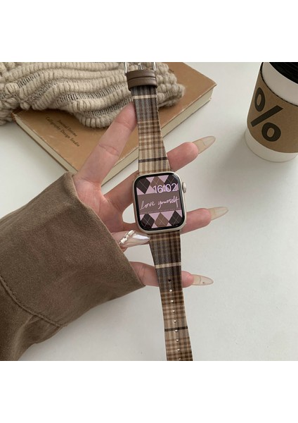 Apple Watch Series 10 46MM/ULTRA 2 Ultra 49MM/SERIES 9 8 7 45MM/SE (2023) Se (2022) Se 6 5 4 44MM/3 2 1 42MM-STIL 2 Için Ekose Yün Kayış (Yurt Dışından) indirimleri