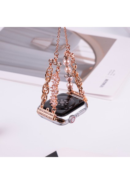 Apple Watch Series 10 42MM/9 8 7 41MM/SE (2023) Se (2022) Se 6 5 4 40MM/3 2 1 38MM Çiçek Paslanmaz Çelik Bilezik Saat Kayışı-Gümüş (Yurt Dışından) fiyatları