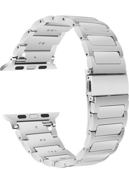 Apple Watch Series 10 42MM/9 8 7 41MM/SE (2023) Se (2022) Se 6 5 4 40MM/3 2 1 38MM Spor Saat Kayışı Çinko Alaşımlı Bilek Bandı-Gümüş (Yurt Dışından)