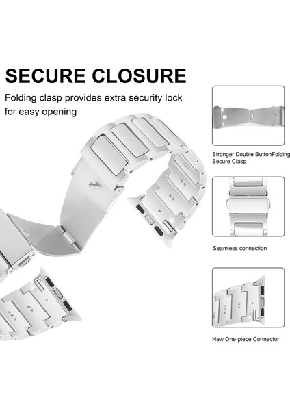 Apple Watch Series 10 42MM/9 8 7 41MM/SE (2023) Se (2022) Se 6 5 4 40MM/3 2 1 38MM Spor Saat Kayışı Çinko Alaşımlı Bilek Bandı-Gümüş (Yurt Dışından) indirimleri