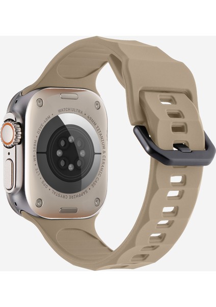 Kalebol Apple Watch Series 10 42MM/9 8 7 41MM/SE (2023) Se (2022) Se 6 5 4 40MM/3 2 1 38MM Saat Kayışı Silikon Kayış-Kahverengi (Yurt Dışından)