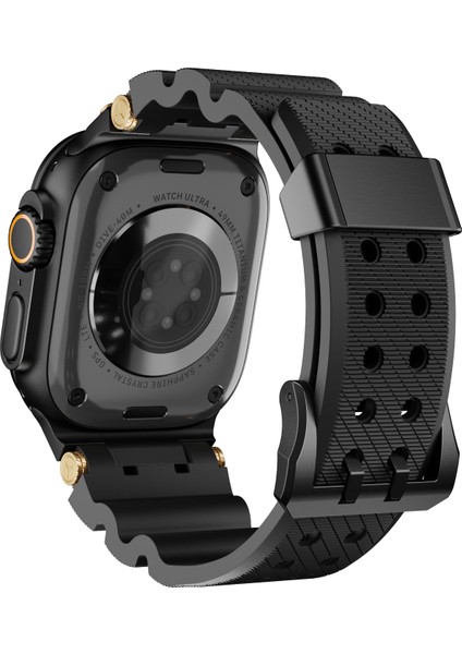 Apple Watch Series 10 46MM/ULTRA 2 Ultra 49MM/9 8 7 45MM/SE (2023) Se (2022) Se 6 5 4 44MM/3 2 1 42MM Için Siyah Tokalı Silikon Kayış - Siyah (Yurt Dışından)