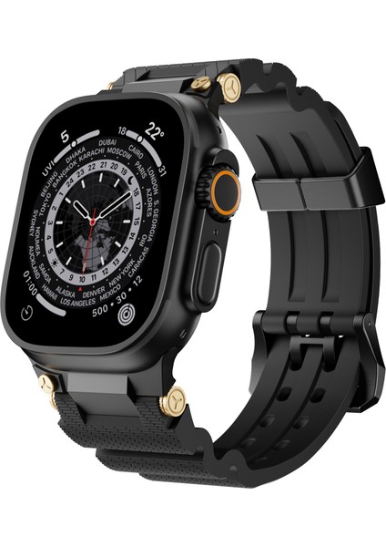 Apple Watch Series 10 46MM/ULTRA 2 Ultra 49MM/9 8 7 45MM/SE (2023) Se (2022) Se 6 5 4 44MM/3 2 1 42MM Için Siyah Tokalı Silikon Kayış - Siyah (Yurt Dışından) fiyatları