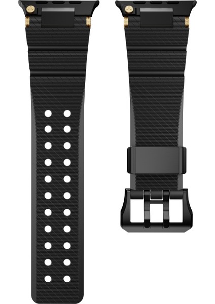 Apple Watch Series 10 46MM/ULTRA 2 Ultra 49MM/9 8 7 45MM/SE (2023) Se (2022) Se 6 5 4 44MM/3 2 1 42MM Için Siyah Tokalı Silikon Kayış - Siyah (Yurt Dışından) fırsatları