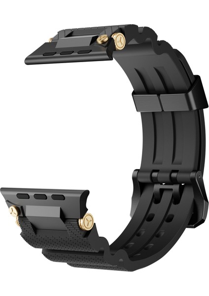 Apple Watch Series 10 46MM/ULTRA 2 Ultra 49MM/9 8 7 45MM/SE (2023) Se (2022) Se 6 5 4 44MM/3 2 1 42MM Için Siyah Tokalı Silikon Kayış - Siyah (Yurt Dışından) indirimleri