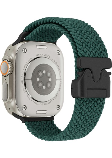 Apple Watch Series 10 Ultra 9, 8, 7, Se, 6, 5, 4, 3, 2, 1, 46 Mm, 49 Mm, 45 Mm, 44 Mm, 42 mm Paraşüt Tokalı Naylon Saat Kayışı - Orman Yeşili (Yurt Dışından)