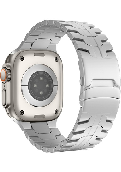 Apple Watch Series 10 42MM/9 8 7 41MM/SE (2023) Se (2022) Se 6 5 4 40MM/3 2 1 38MM Için Titanyum Alaşımlı Saat Kayışı - Gümüş (Yurt Dışından)