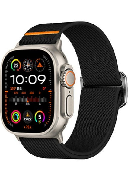 Apple Watch Series 10 46MM/ULTRA 2/ultra 49MM/SERIES 9 8 7 45MM/SE (2023) Se (2022) Se 6 5 4 44MM/3 2 1 42MM Bant Için Naylon Kayış - Siyah (Yurt Dışından) fırsatları