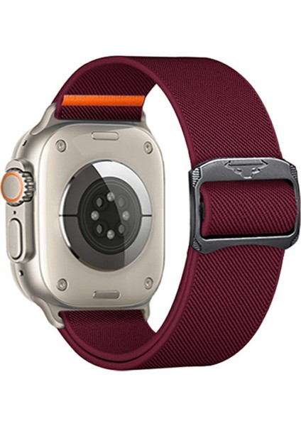 Apple Watch Series 10 46MM/ULTRA 2/ultra 49MM/SERIES 9 8 7 45MM/SE (2023) Se (2022) Se 6 5 4 44MM/3 2 1 42MM Bant Için Naylon Kayış - Şarap Kırmızısı (Yurt Dışından)