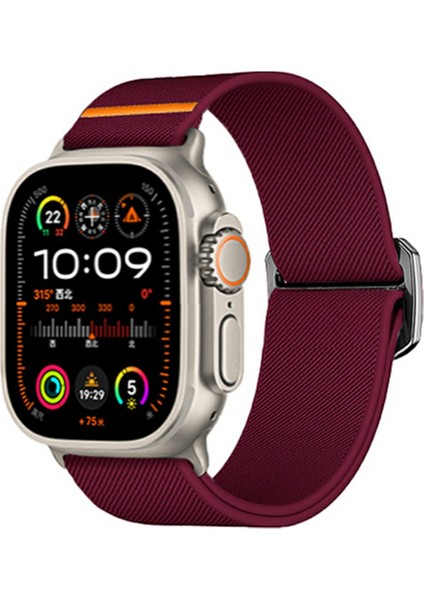 Apple Watch Series 10 46MM/ULTRA 2/ultra 49MM/SERIES 9 8 7 45MM/SE (2023) Se (2022) Se 6 5 4 44MM/3 2 1 42MM Bant Için Naylon Kayış - Şarap Kırmızısı (Yurt Dışından) fırsatları