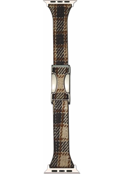 Apple Watch Series 10 42MM/9 8 7 41MM/SE (2023) Se (2022) Se 6 5 4 40MM/3 2 1 38MM Manyetik Tokalı Yün Kayış Ekose Doku-Haki (Yurt Dışından)