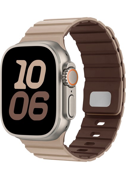 Apple Watch Series 10 Ultra 9 8 7 Se 6 5 4 3 2 1 46MM 49MM 45MM 44MM 42MM Manyetik Silikon Bant Hızlı Çıkarma Kayışı - Sütlü Çay/çikolata (Yurt Dışından) indirimleri