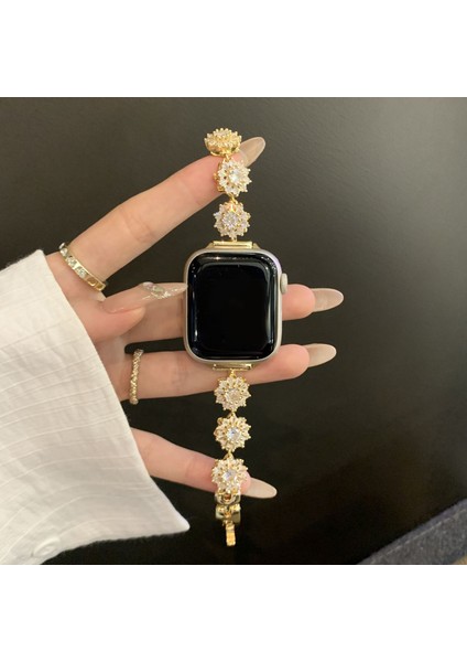 Apple Watch Series 10 42MM/9 8 7 41MM/SE (2023) Se (2022) Se 6 5 4 40MM/3 2 1 38MM Zirkonyum Bileklik - Altın (Yurt Dışından) indirimleri