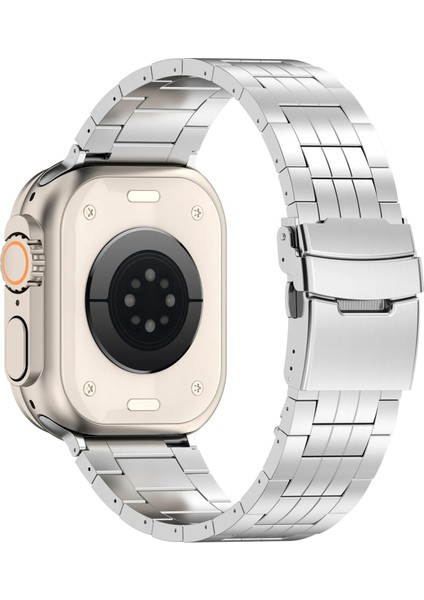 Apple Watch 10 46MM/ULTRA 2/ultra 49MM/9 8 7 45MM/SE (2023) Se (2022) Se 6 5 4 44MM/3 2 1 42MM 5 Boncuklu Titanyum Alaşımlı Kayış - Gümüş (Yurt Dışından)