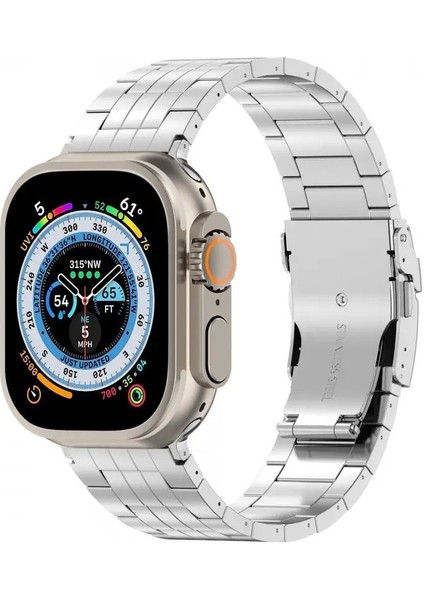 Apple Watch 10 46MM/ULTRA 2/ultra 49MM/9 8 7 45MM/SE (2023) Se (2022) Se 6 5 4 44MM/3 2 1 42MM 5 Boncuklu Titanyum Alaşımlı Kayış - Gümüş (Yurt Dışından) indirimleri