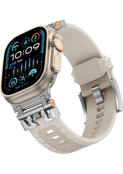 Apple Watch 10 46MM/ULTRA 2/ultra 49MM/9 8 7 45MM/SE (2023) Se (2022) Se 6 5 4 44MM/3 2 1 42MM Tpu Saat Kayışı - Gümüş/starlight (Yurt Dışından) indirimleri