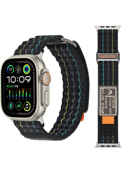 Apple Watch Series 10 46MM/ULTRA 2/ultra 49MM/9 8 7 45MM/SE (2023) Se (2022) Se Naylon Döngülü Saat Kayışı - Siyah (Yurt Dışından) fırsatları