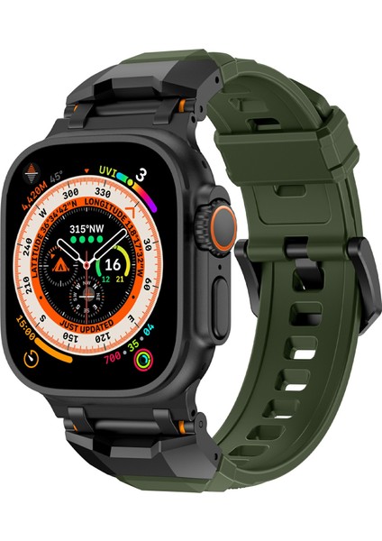 Apple Watch 10 46MM/ULTRA 2/ultra 49MM/9 8 7 45MM/SE (2023) Se (2022) Se 6 5 4 44MM/3 2 1 42MM Sıvı Silikon Kayış-Titanyum+Yeşil (Yurt Dışından) fiyatları