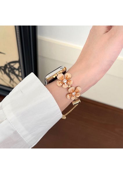 Apple Watch 10 46MM/ULTRA 2/ultra 49MM/9 8 7 45MM/SE (2023) Se (2022) Se 6 5 4 44MM/3 2 1 42MM Çiçek Zincir Kayış-Turuncu (Yurt Dışından) modelleri