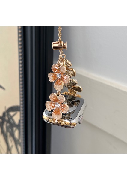 Apple Watch 10 46MM/ULTRA 2/ultra 49MM/9 8 7 45MM/SE (2023) Se (2022) Se 6 5 4 44MM/3 2 1 42MM Çiçek Zincir Kayış-Turuncu (Yurt Dışından) fırsatları