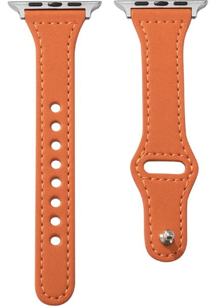 Kalebol Apple Watch Series 10 42MM/9 8 7 41MM/SE (2023) Se (2022) Se 6 5 4 40MM/3 2 1 38MM Saat Kayışı, Küçük Toka - Turuncu (Yurt Dışından)