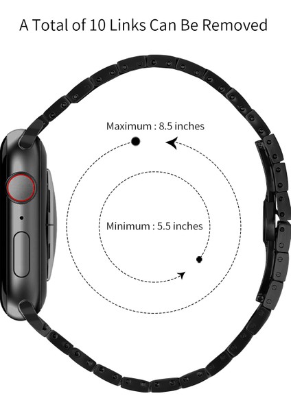 Apple Watch Series 10 42MM/9 8 7 41MM/SE (2023) Se (2022) Se 6 5 4 40MM/3 2 1 38MM Paslanmaz Çelik Kayış-Siyah+Gümüş (Yurt Dışından) fiyatları