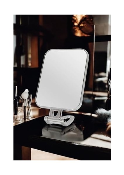 Efe Mark Beauty Serisi 3x Büyüteçli Çift Taraflı Ayarlanabilir Eğimli Masa Üstü Makyaj Aynası 12X18 cm Dikdörtgen